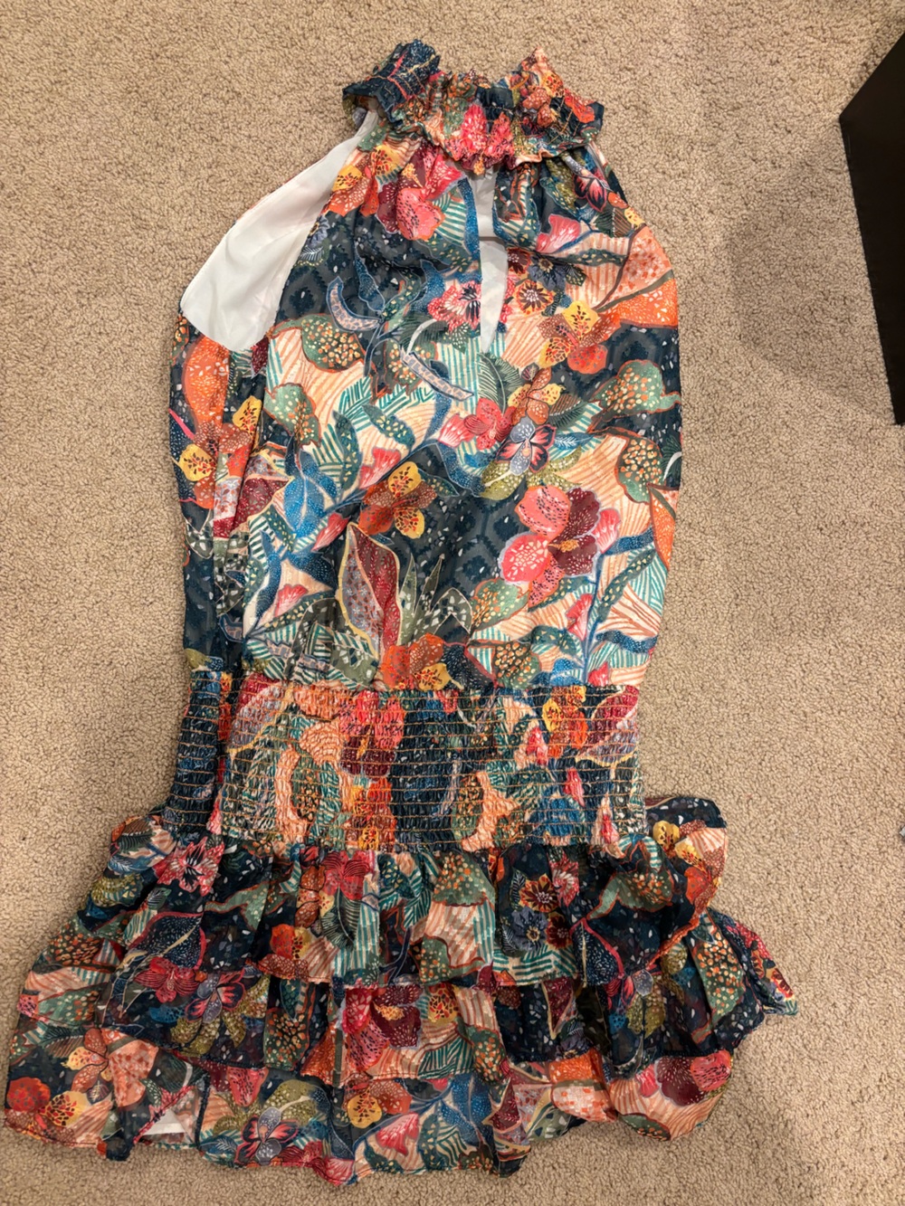 Amanda Uprichard Floral Halter Ruffle Dress in Multicolor